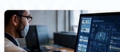 Responsable technique devant un poste informatique, illustration